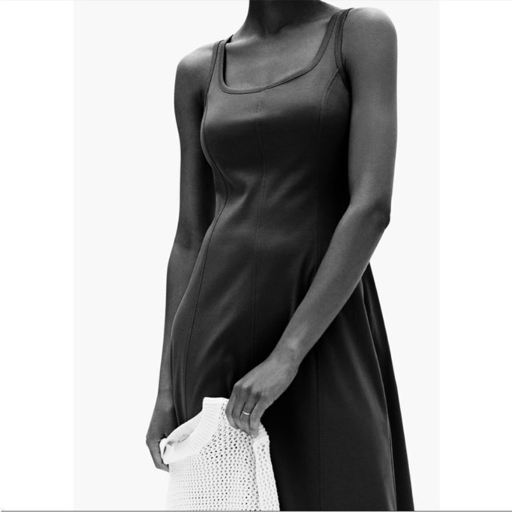 NWT Everlane The Luxe Cotton Seamed Tank Midi Dress in Black Size XS - Picture 9 of 10